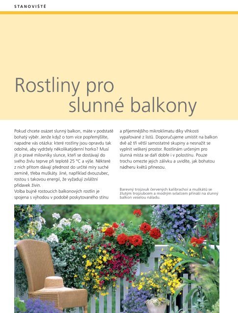 Rostliny pro slunnÃ© balkony