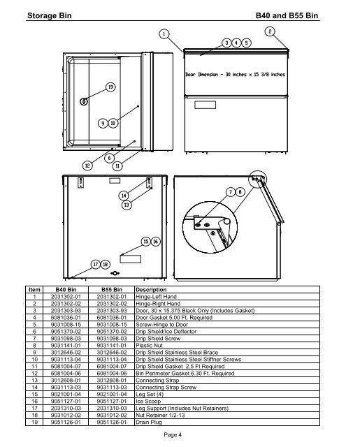 SERVICE PARTS MANUAL Storage Bins - Ice-O-Matic