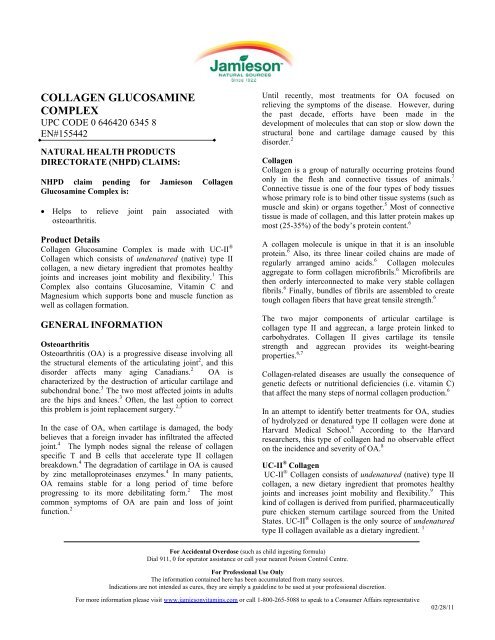 Collagen Glucosamine Complex monograph.pdf - Jamieson