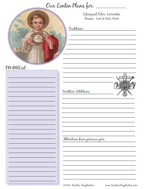Free Lenten Journaling Pages - Sanctus Simplicitus