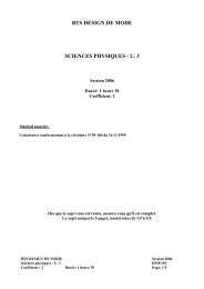BTS DESIGN DE MODE SCIENCES PHYSIQUES - U. 3