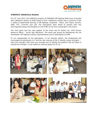 SINE2013 Valedictory Session - saeindia