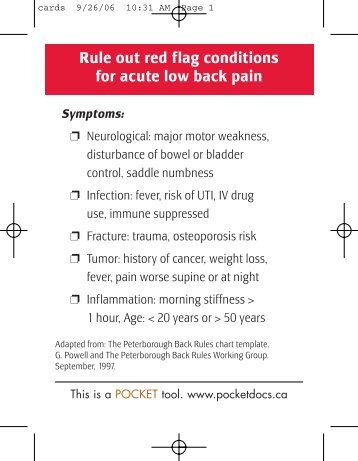 Rule Out Red Flag Conditions for Acute Low Back Pain