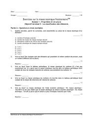 Exercices sur la masse atomique fractionnaire436
