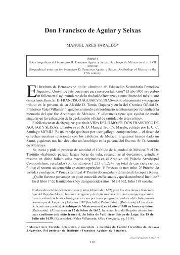 Don Francisco de Aguiar y Seixas - Anuario Brigantino - betanzos