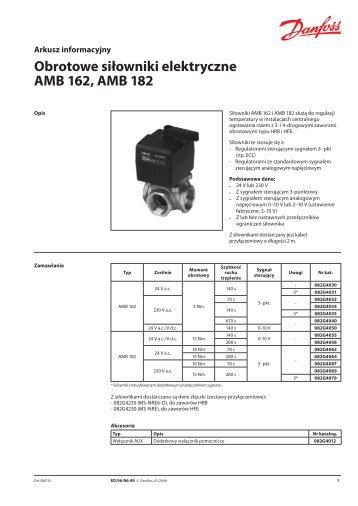 Obrotowe siłowniki elektryczne AMB 162, AMB 182 - Danfoss