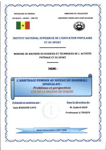 L'arbitrage fÃ©minin au niveau du handball sÃ©nÃ©galais ... - BEEP