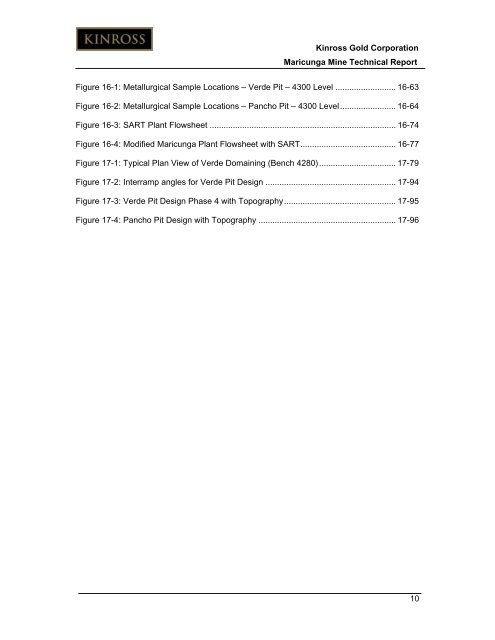 Technical Report for the Maricunga Gold Mine - Kinross Gold