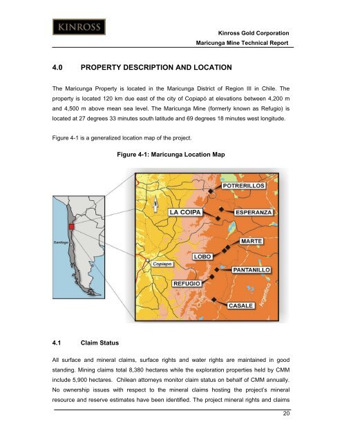 Technical Report for the Maricunga Gold Mine - Kinross Gold