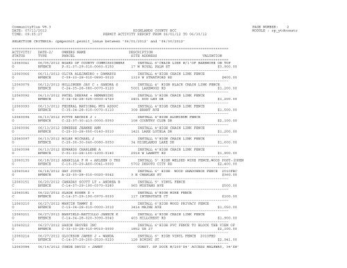 CommunityPlus V8.3 PAGE NUMBER: 1 DATE ... - Highlands County