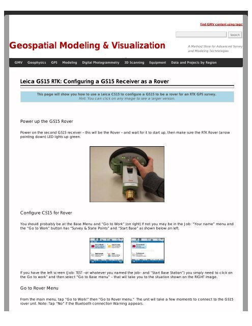 Leica GS15 RTK: Configuring a GS15 Receiver as a Rover ...