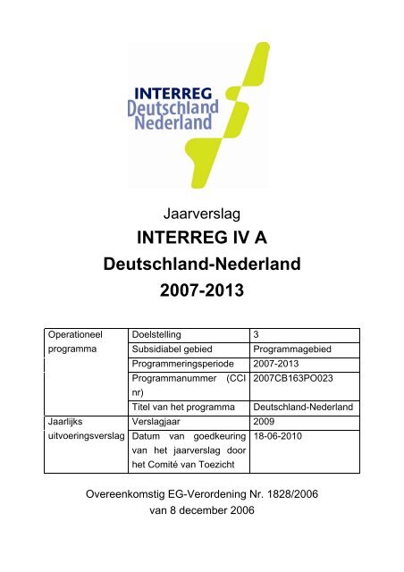 Jaarverslag 2009 - Interreg IV A Deutschland-Nederland