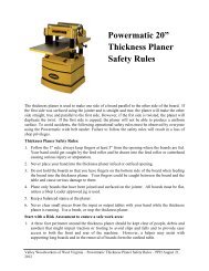Powermatic 20â Thickness Planer Safety Rules - Valley Woodworkers