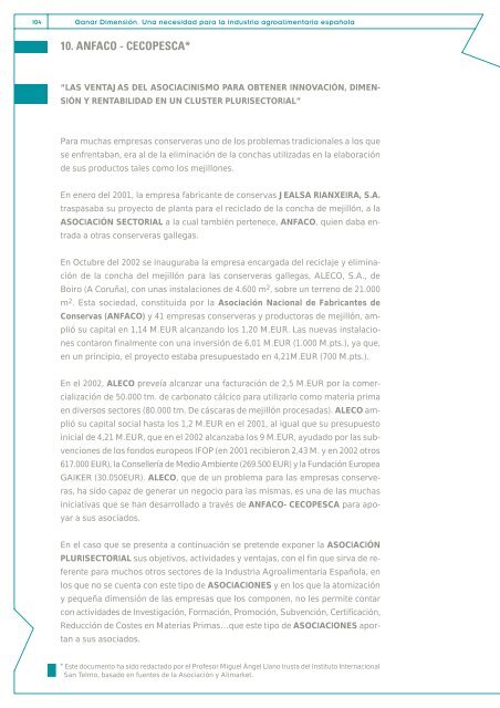 La industria alimentaria. Ganando dimensiÃ³n para competir