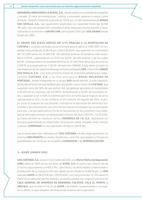 La industria alimentaria. Ganando dimensiÃ³n para competir