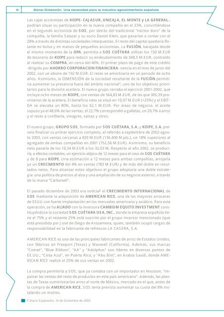 La industria alimentaria. Ganando dimensiÃ³n para competir