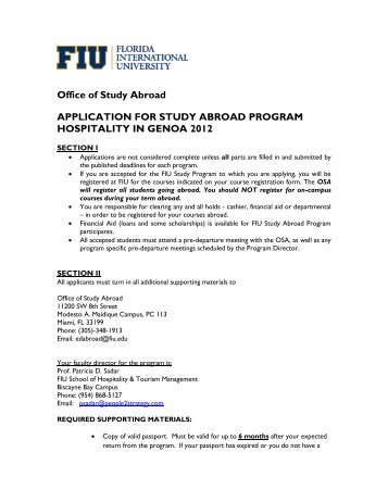 Hospitality in Genoa Study Abroad Application - Florida International ...