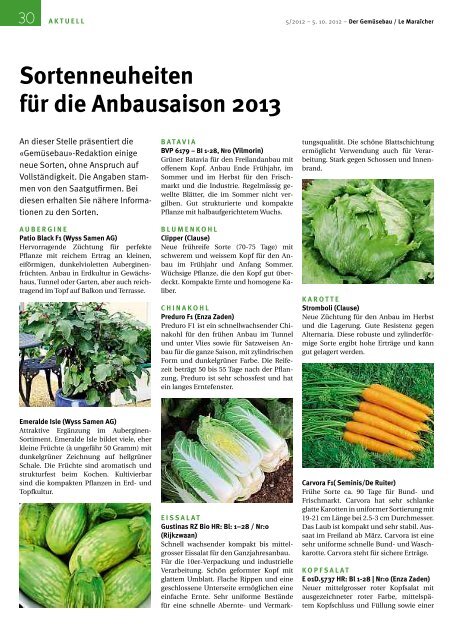 Gemüsebau Ausgabe 5 / 2012 - eppenberger-media gmbh