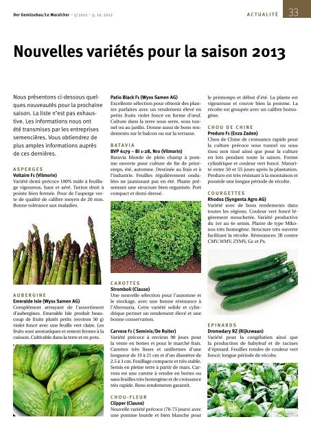 Gemüsebau Ausgabe 5 / 2012 - eppenberger-media gmbh