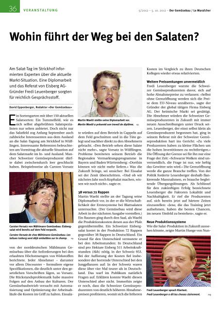 Gemüsebau Ausgabe 5 / 2012 - eppenberger-media gmbh