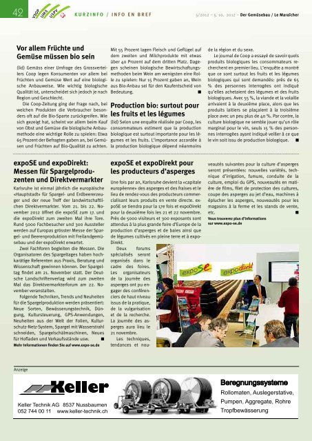 Gemüsebau Ausgabe 5 / 2012 - eppenberger-media gmbh