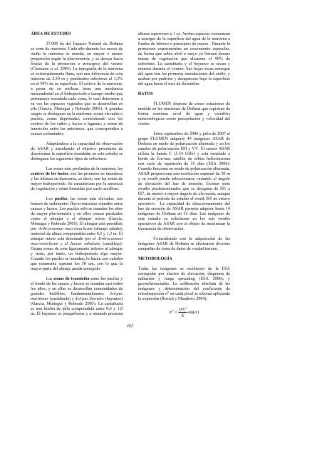 efecto de la inundaciÃ³n sobre el coeficiente de retrodispersiÃ³n de ...