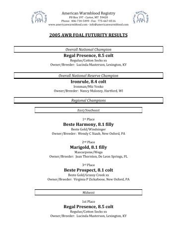 2005 - American Warmblood Registry