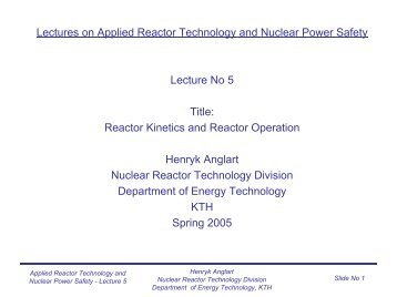 Reactor Kinetics and Operation