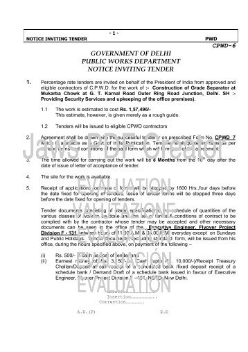 cpwd-6 government of delhi public works department notice inviting