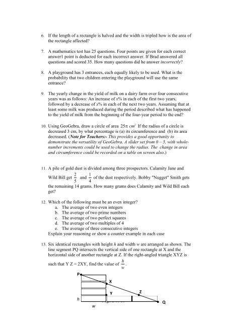 Problem Solving Questions PDF - Project Maths