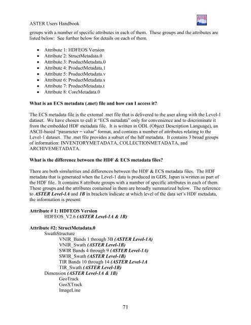 ASTER User's Guide - NASA