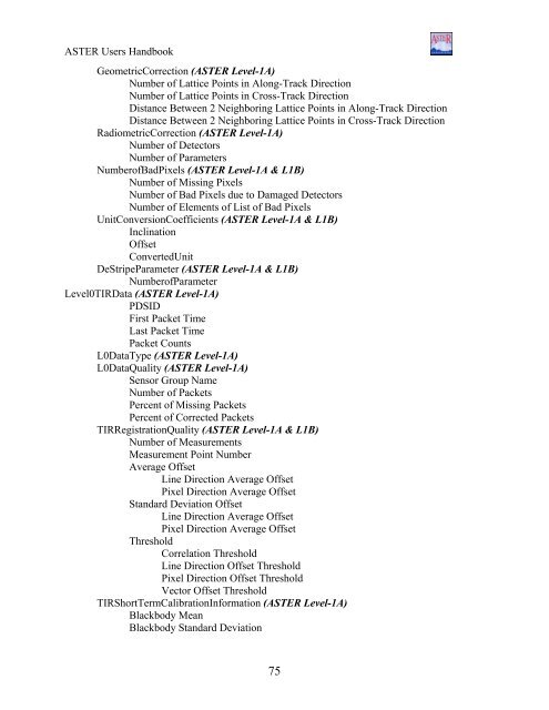 ASTER User's Guide - NASA