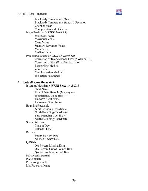 ASTER User's Guide - NASA