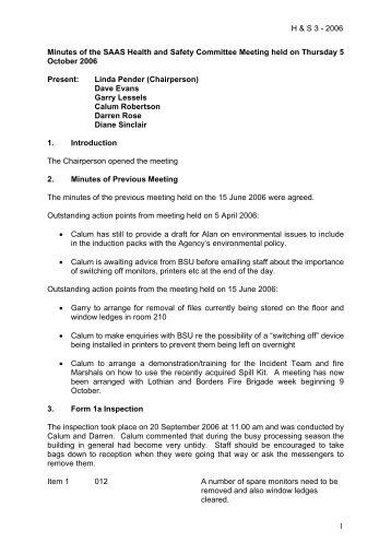 H & S 3 - 2006 1 Minutes of the SAAS Health and Safety Committee ...