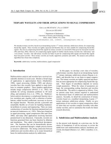 TERNARY WAVELETS AND THEIR APPLICATIONS TO SIGNAL ...