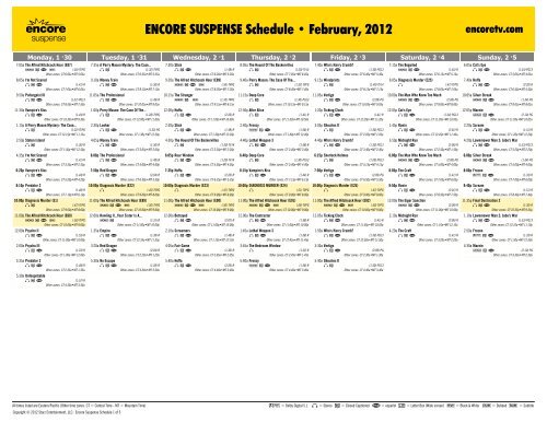 ENCORE SUSPENSE Schedule - February, 2012 - Starz