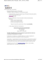 Page 1 of 1 Duplicate Diplomas and/or Transcripts :: GED :: ACCES ...