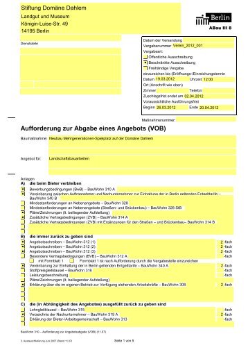 Aufforderung zur Abgabe eines Angebots (VOB) - Die ...