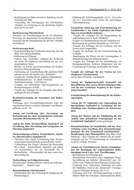 Mitteilungsblatt Nr. 1 - Anfang Januar - Zapfendorf