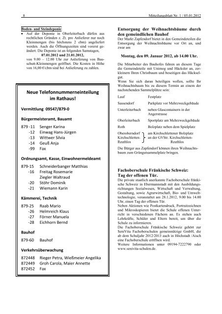 Mitteilungsblatt Nr. 1 - Anfang Januar - Zapfendorf