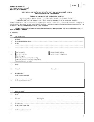 formularul E 108 - CAS Mures