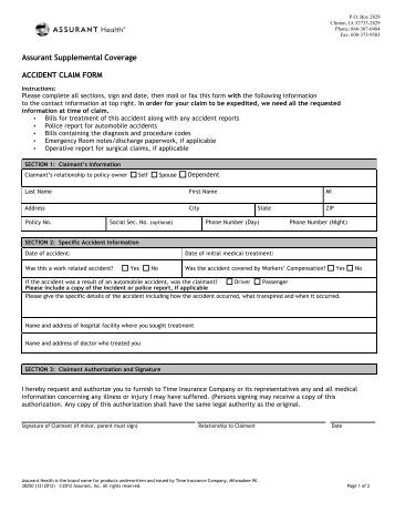 claim form assurant health