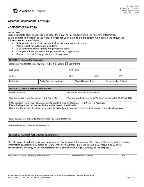 Claim Form Assurant Health