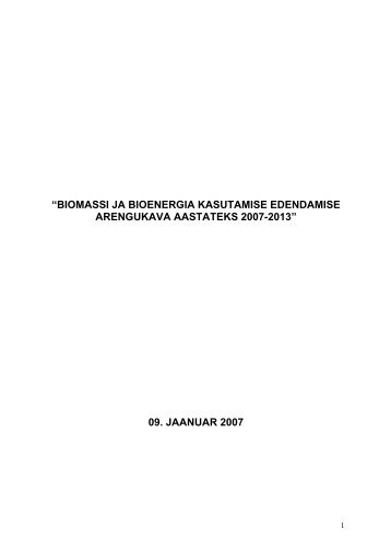 biomassi ja bioenergia kasutamise edendamise arengukava