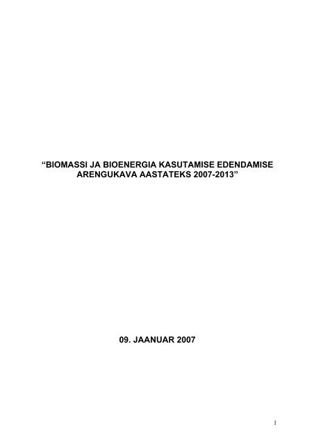 biomassi ja bioenergia kasutamise edendamise arengukava