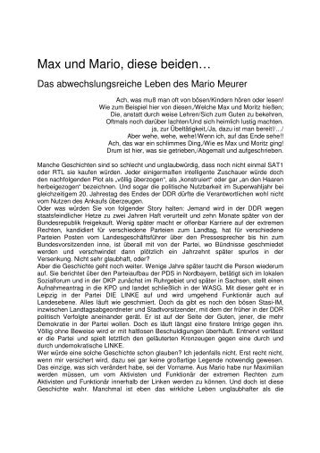 Die ganze Geschichte von Max(imilian) und Mario lesen Sie hier.