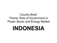 Indonesia Country Brief: Role of Government in Power Sector and ...