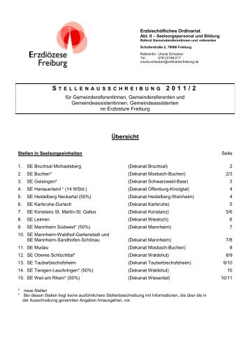 s tellenausschreibung 2011/2 - Erzbischöfliches Ordinariat Freiburg