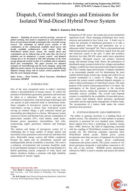 Dispatch, Control Strategies and Emissions for Isolated Wind-Diesel ...