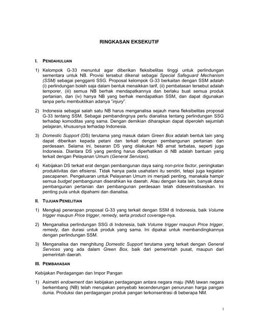 Fleksibilitas Penerapan Special Safeguard Mechanism dan Kaji ...